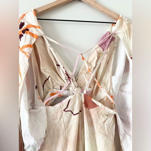 ASOS Edition Strapping Detail Maxi Dress in Stone Art Floral - Size 6 - Picture 6 of 7